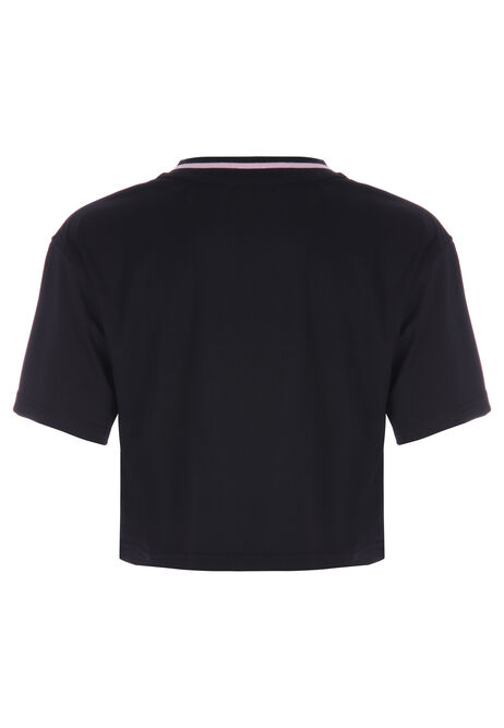 Older Girls Black Football Print Top