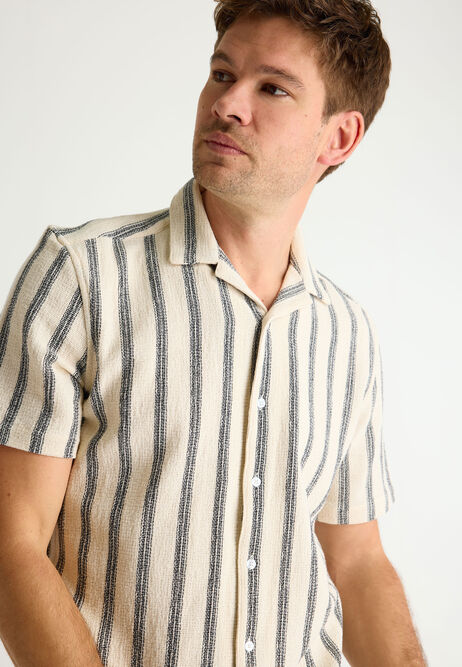 Mens Natural Stripe Oxford Shirt