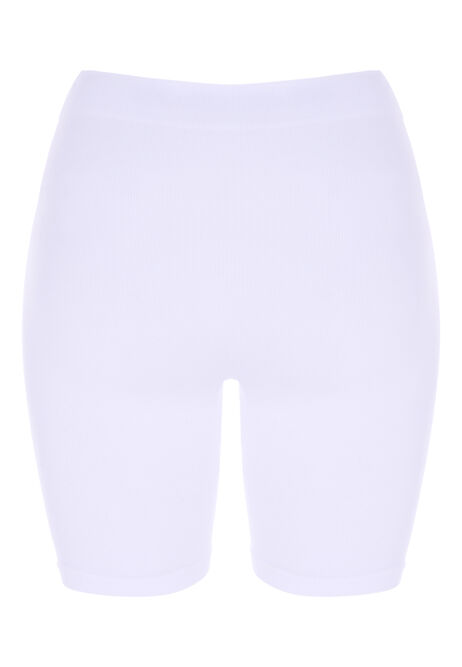 Womens White Ribbed Control Cycling Shorts