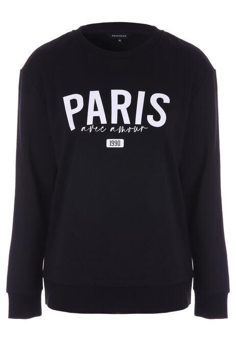 Womens Black Paris Slogan Sweatshirt 