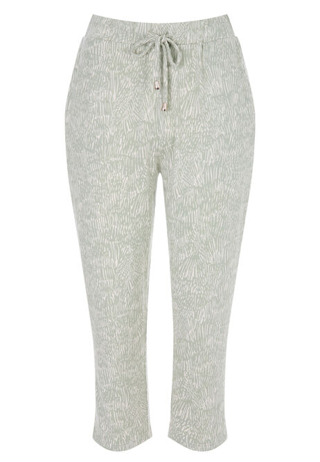 Womens Sage Print Relaxed Crop Trousers