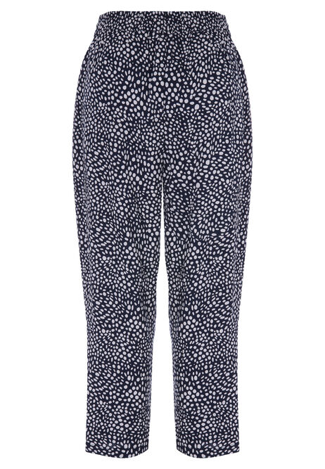 Womens Navy Polka Dot Relaxed Tapered Trousers