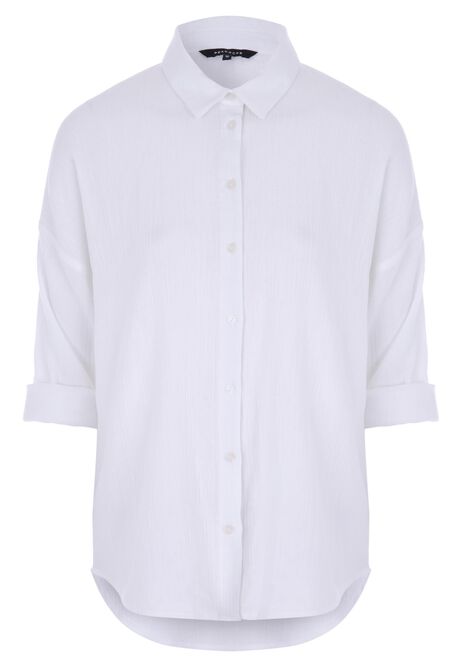 Womens Plain White Double Cotton Shirt 
