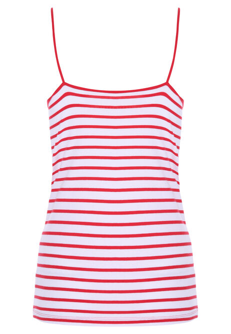 Womens Red & White Stripe Cami Vest
