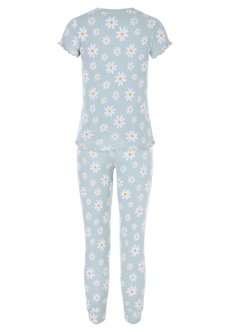 Older Girls Sage Daisy Print Pyjama Set