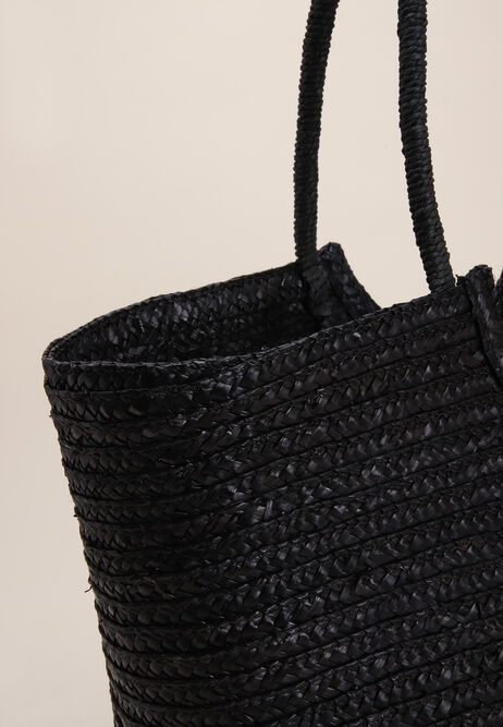 Womens Black Wide Shopper Tote Bag