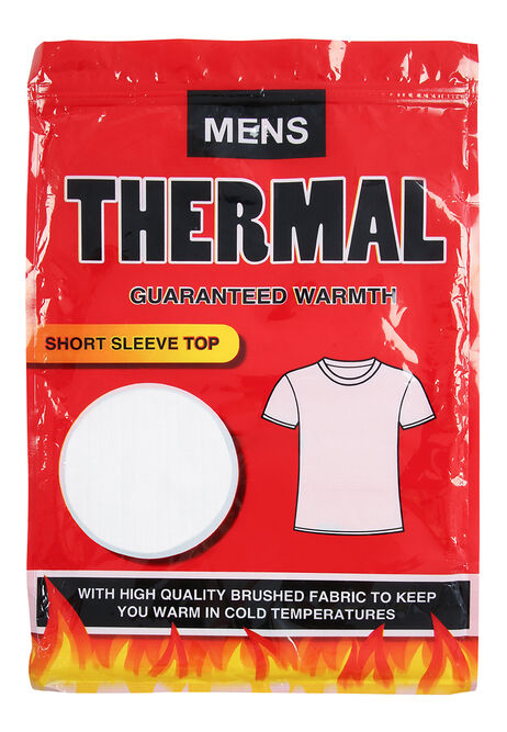 Mens Plain White Thermal Short Sleeve Top