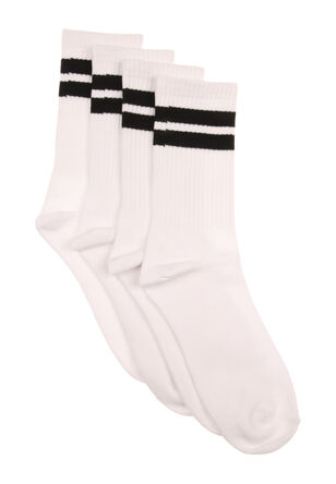 Ladies 2pk White and Black Sports Socks