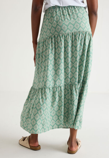 Womens Green Aztec Print Gypsy Skirt