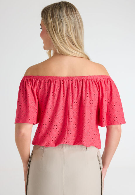 Womens Pink Crochet Gypsy Top