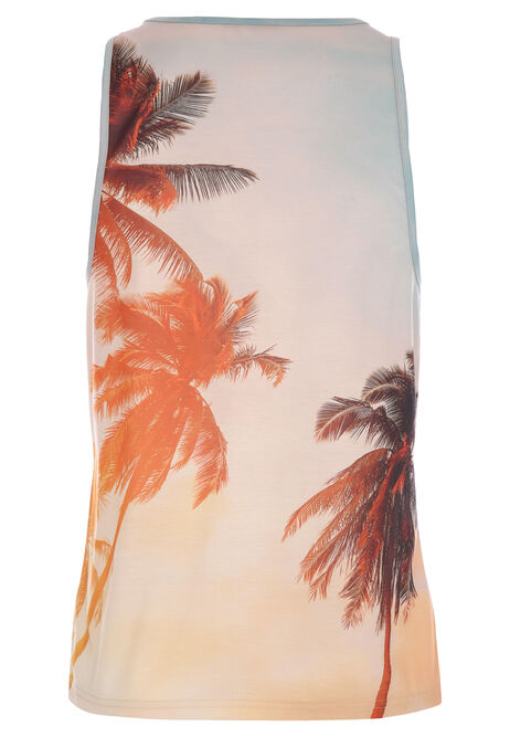Mens Orange & White Palm Print Vest