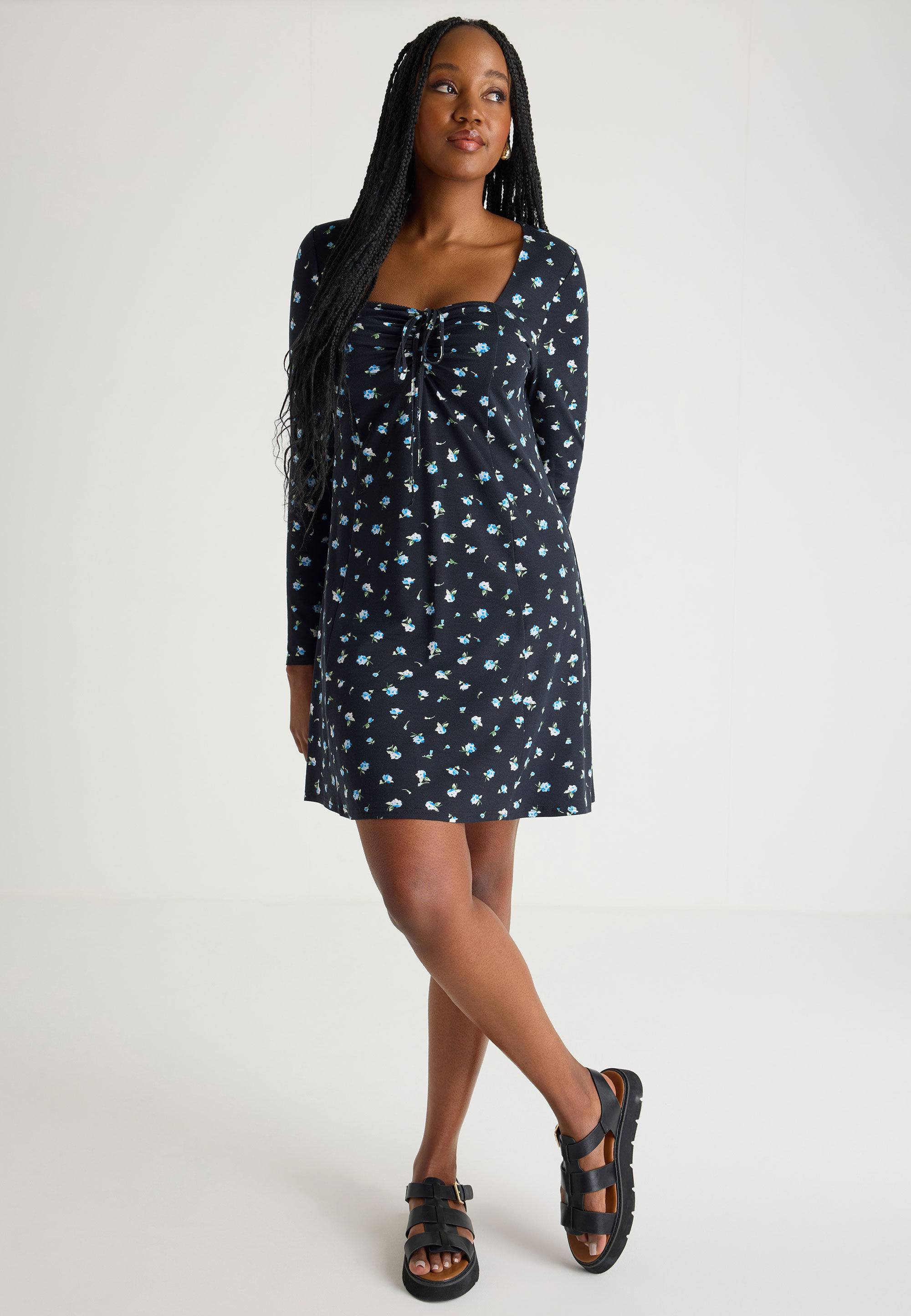 Womens Black Blue Floral Summer Dress Peacocks