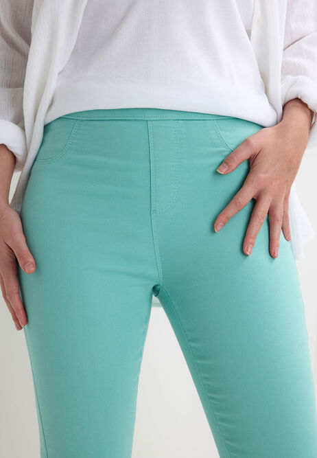 Womens Aqua Plain Kate Cropped Jeggings