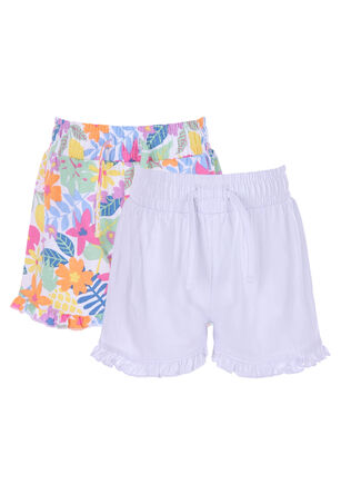 Younger Girls 2pk Floral Frill Shorts