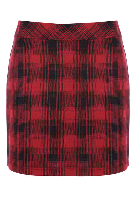 Womens Red & Black Checked Mini Skirt