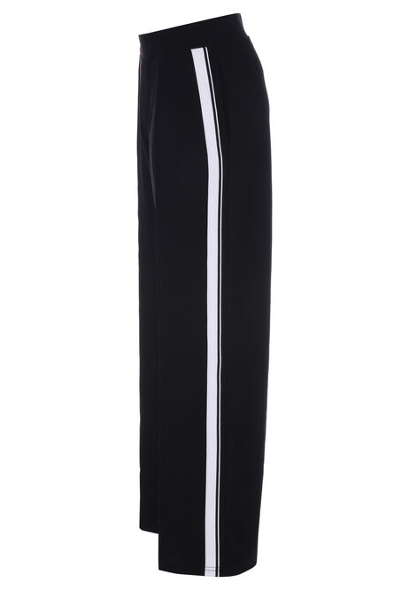 Womens Black & White Stripe Wide Leg Trousers