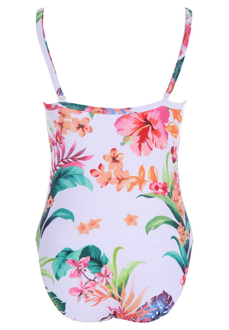 Womens White Floral Swimsuit