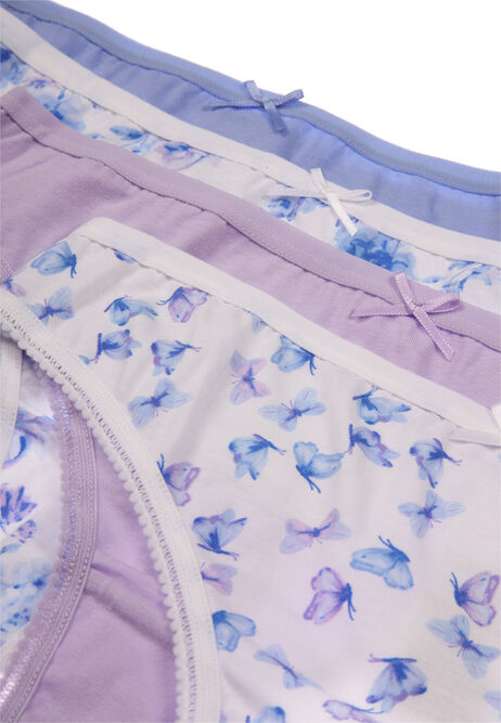 Womens 4pk Purple Butterfly Print Thongs