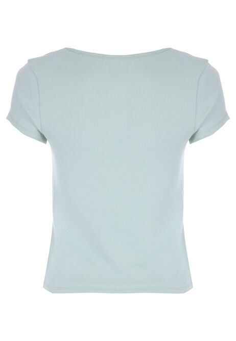 Womens Mint Ruched Short Sleeve Top