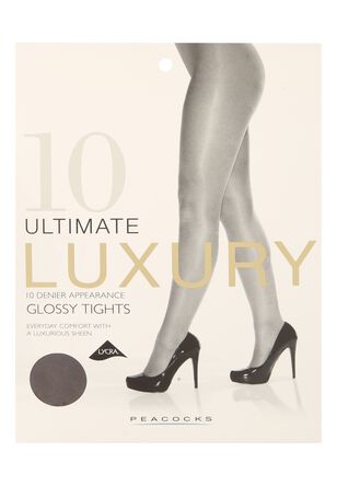 Womens Black 10 Denier Luxury Glossy Tights Medium