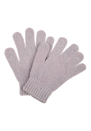 Older Girls Grey Chenille Gloves