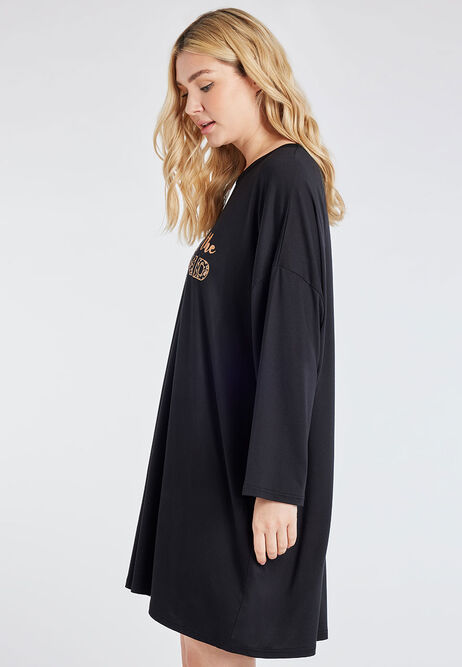 Womens Black Oversized Wake Me For The Weekend Nightdress
