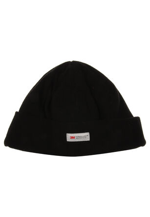 Mens Black Plain Thinsulate Fleece Beanie
