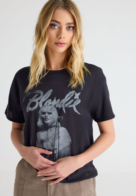 Womens Black Blondie Print Top
