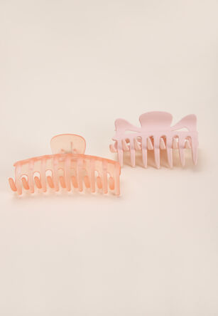 Womens 2pk Coral Pink Hair Claw Clips
