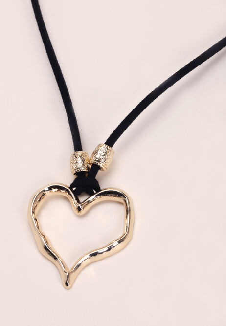 Womens Gold Heart Cord Necklace