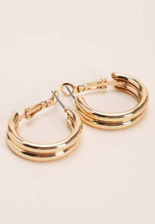 Womens Gold Double Hoop Earrings