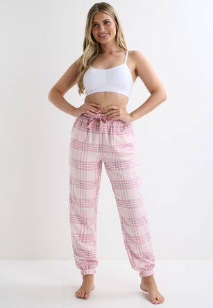 Womens Pink Check Woven Pyjama Bottoms
