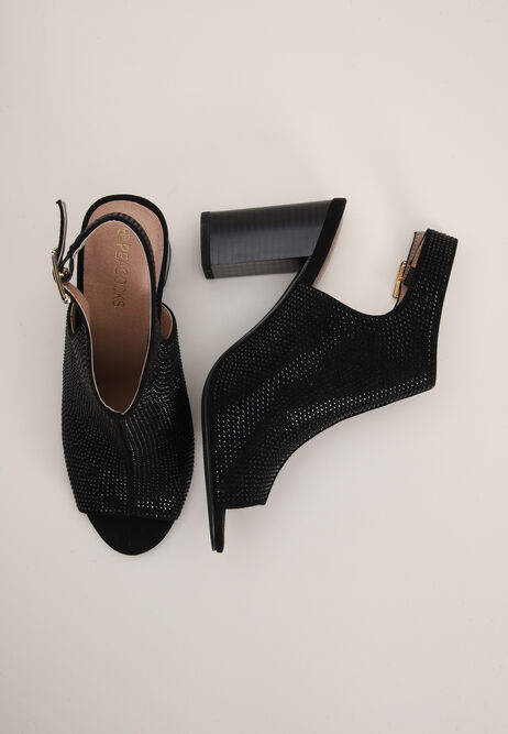 Womens Black Sparkle Cut Out Shoe Boot