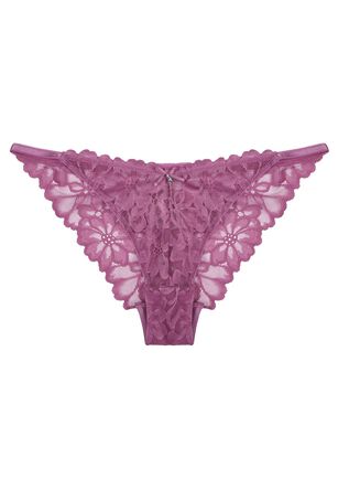 Womens Pink Tanga Lace Floral Briefs
