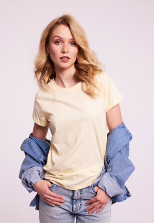 Womens Lemon Plain Roll Sleeve T-shirt