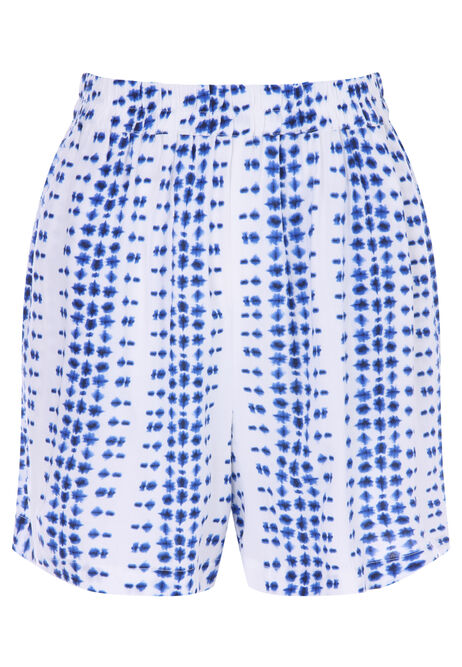 Womens Blue & White Dot Print Shorts