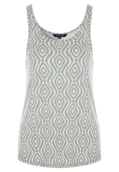 Womens Sage & White Abstract Print Vest