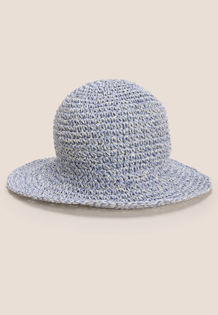 Womens Plain Blue Straw Hat