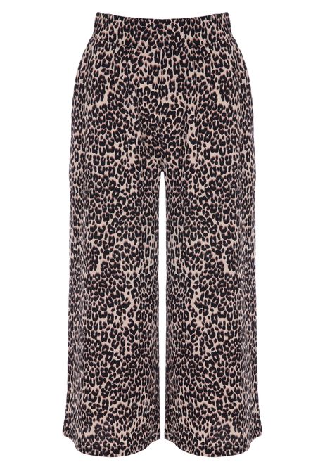 Womens Brown Leopard Print Culotte Trousers