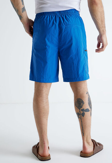 Mens Blue Cargo Swim Shorts 
