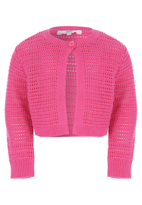 Younger Girls Pink Crochet Cardigan 