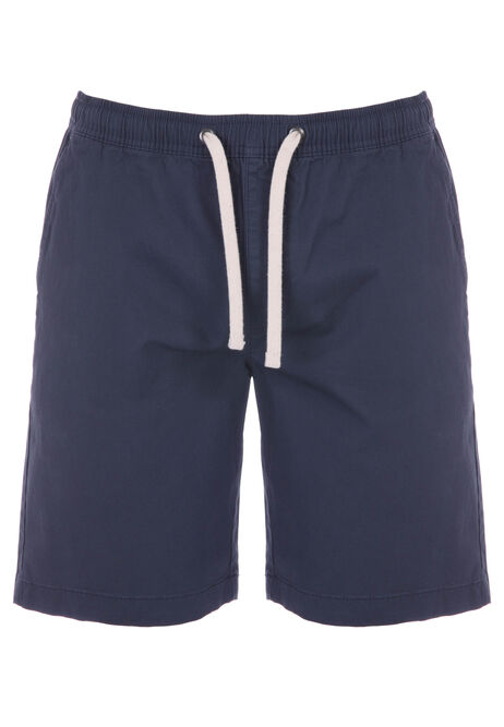 Mens Blue Plain Draw-Cord Shorts