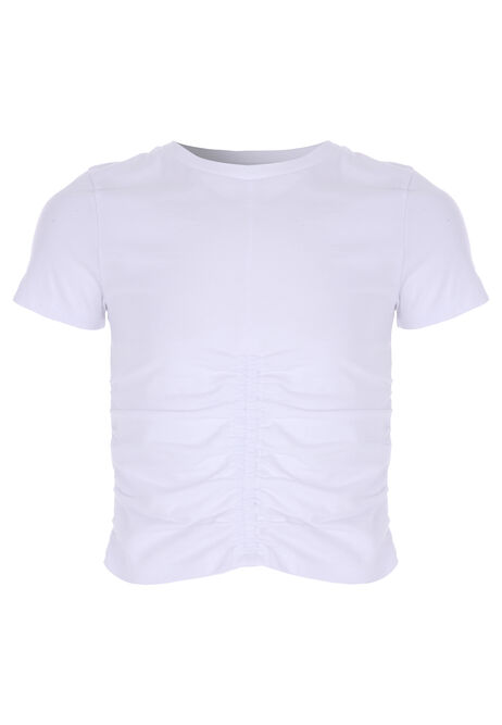 Older Girl White Ruched Top 