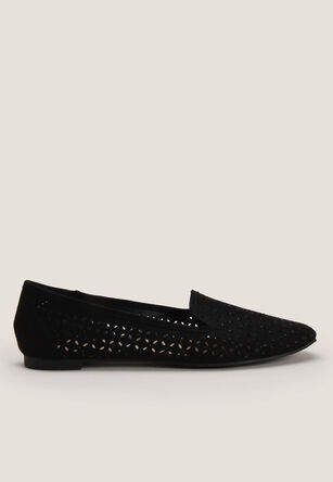 Womens Black Cut Out Loafers