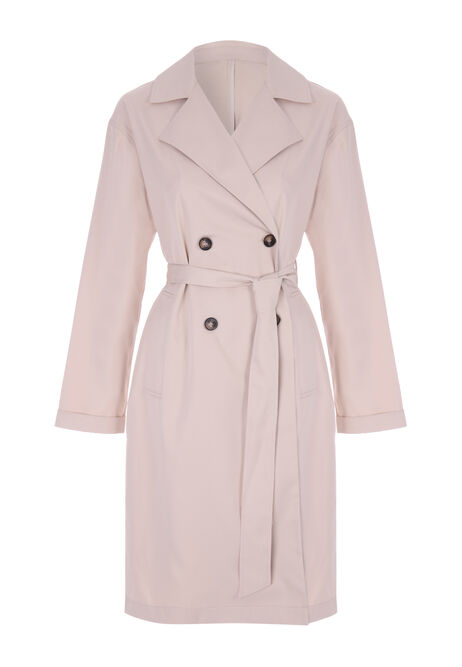 Womens Stone Belted Trench Coat