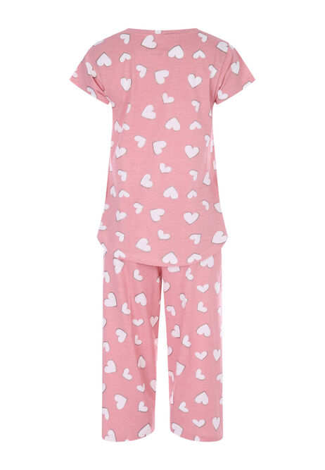 Womens Pink Heart Pyjama Set