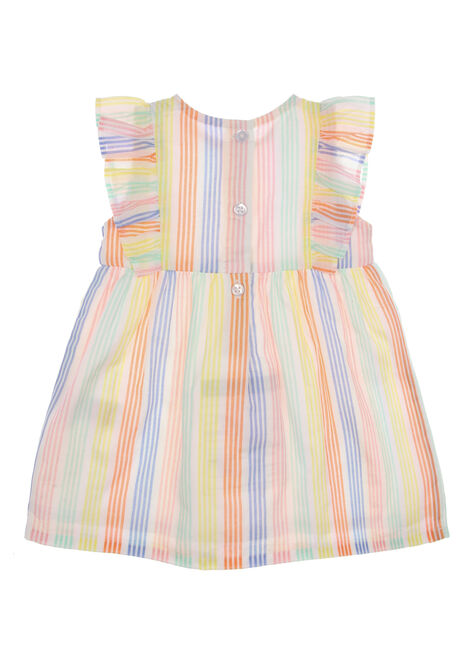 Baby Girl Rainbow Stripe Dress & Hat Set
