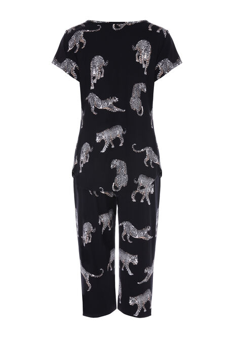 Womens Black Leopard Soft essential Pyjamas 