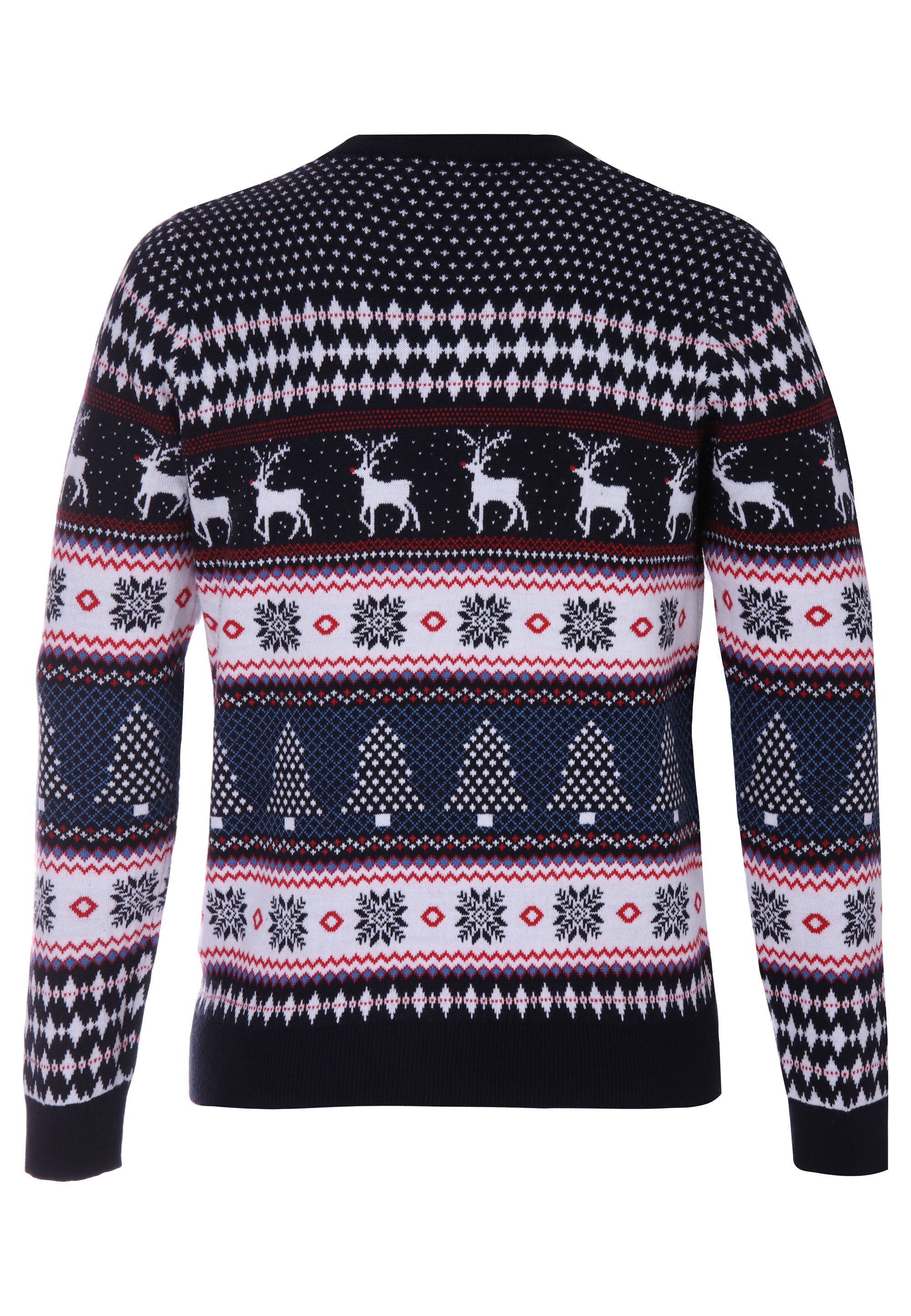 Mens Navy Novelty Christmas Fairisle Knitted Jumper Peacocks