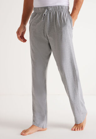 Mens Grey & Navy Long Jersey Pyjama Bottoms